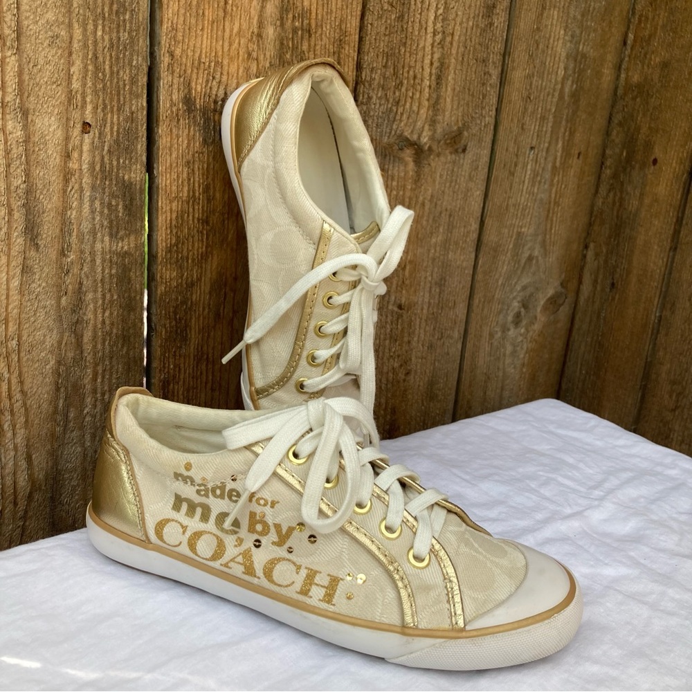 Coach "Made for me by Coach" Oat Jacquard W/Gold BARRETT Sneakers Sz.7.5 B